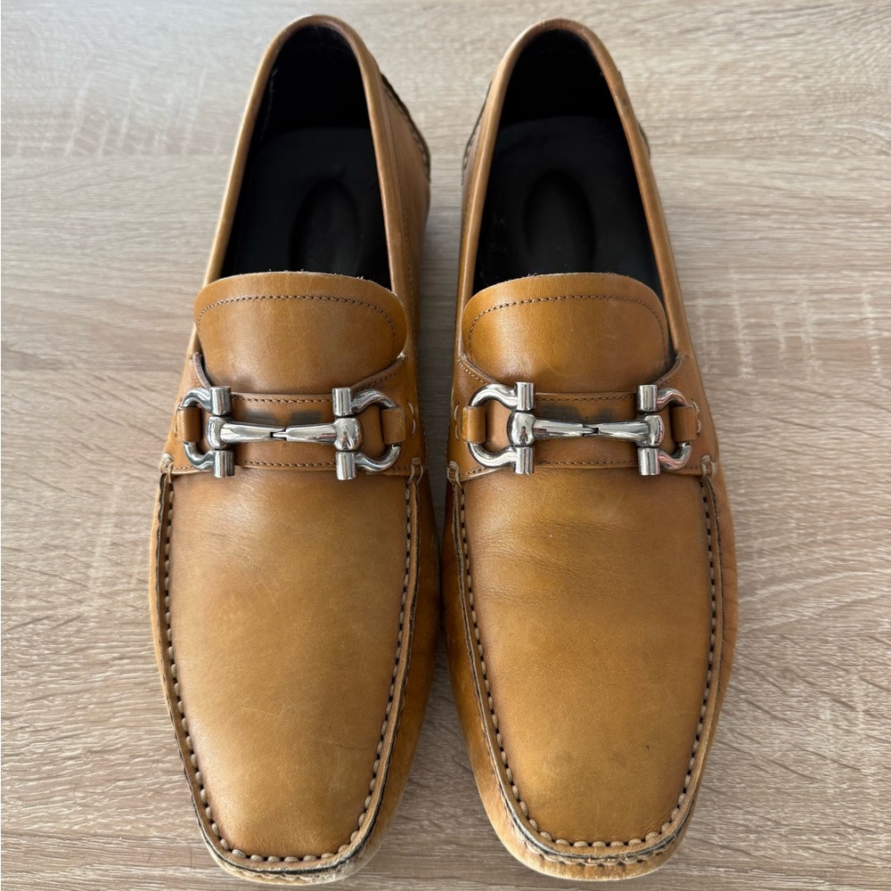 Salvatore Ferragamo Brown Loafers with Silver Accent